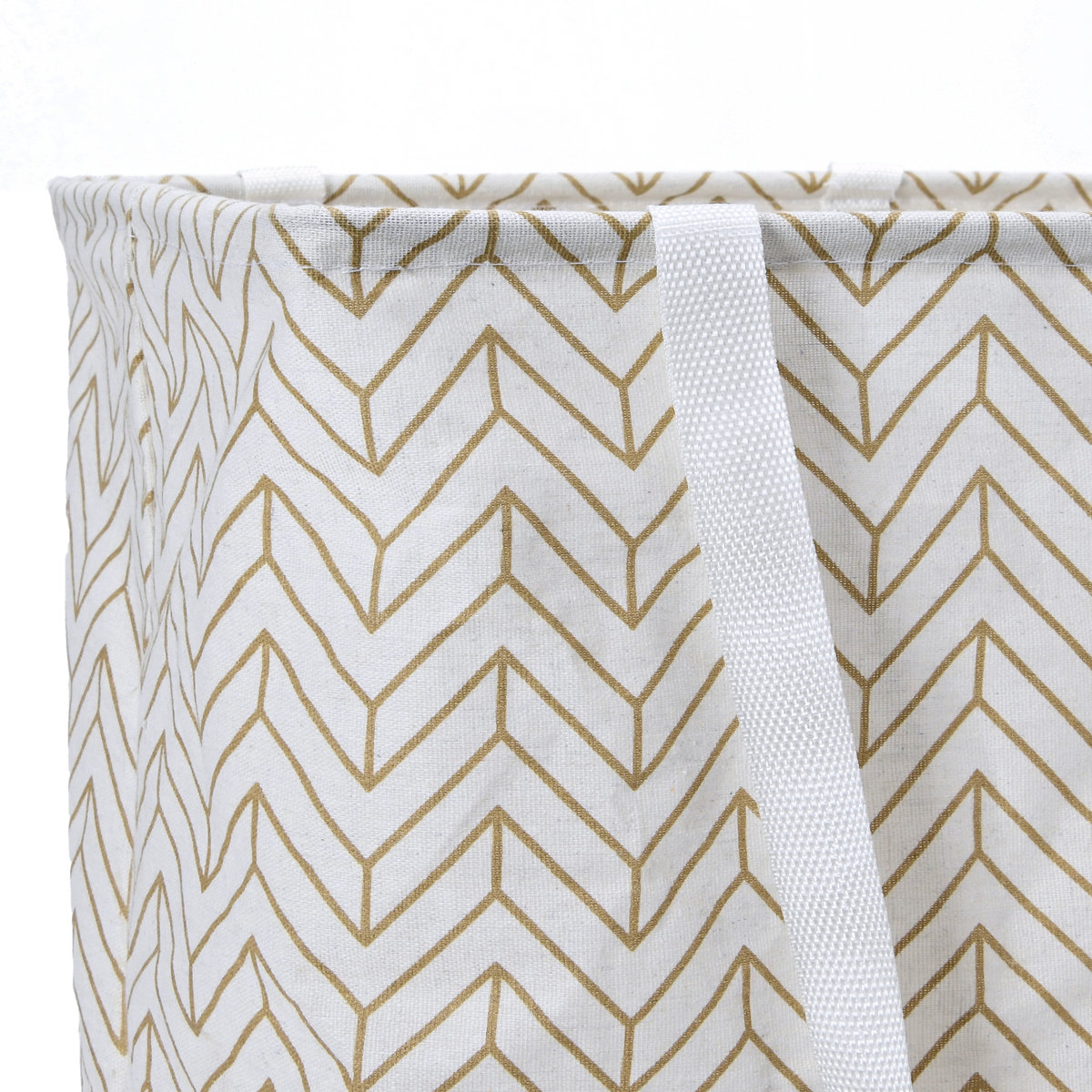 Krush Container Rectangular Laundry Bag with Handles, Tan Chevron